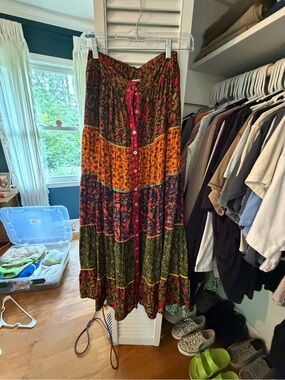 Farm Rio mixed print prairie skirt xs / s
